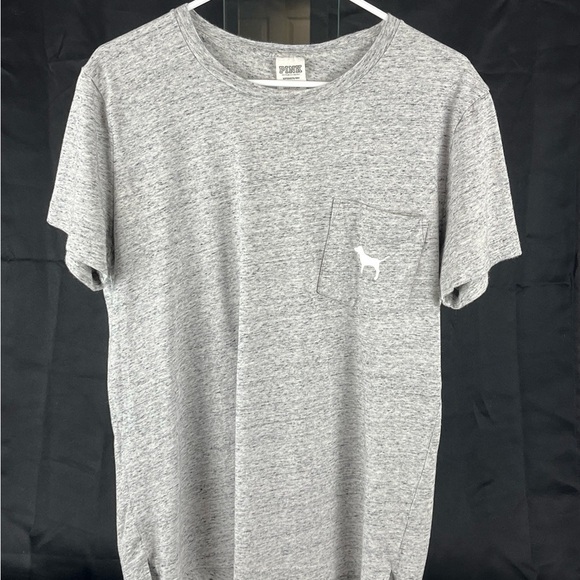 PINK Victoria’s Secret Iconic Dog Logo SS T-Shirt Size S Heathered Gray Black - Picture 4 of 16